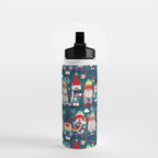 I gnome you // dark teal background little happy and lovely gnomes with rainbows vivid red hearts Water Bottle Gallery Image 2