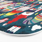 I gnome you // dark teal background little happy and lovely gnomes with rainbows vivid red hearts Bath Mat Gallery Image 3