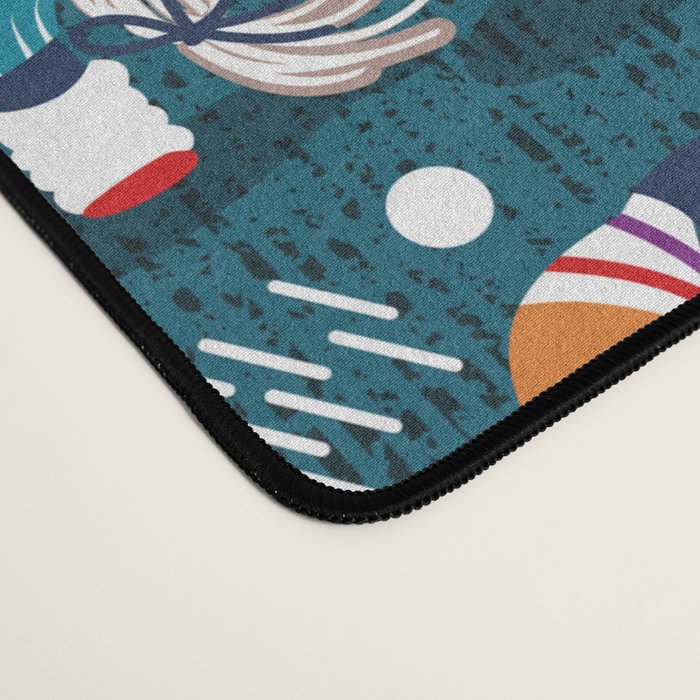 I gnome you // dark teal background little happy and lovely gnomes with rainbows vivid red hearts Desk Mat Gallery Image 4