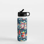 I gnome you // dark teal background little happy and lovely gnomes with rainbows vivid red hearts Water Bottle Gallery Image 1