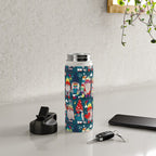 I gnome you // dark teal background little happy and lovely gnomes with rainbows vivid red hearts Water Bottle Gallery Image 4