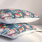 I gnome you // dark teal background little happy and lovely gnomes with rainbows vivid red hearts Pillow Sham Gallery Image 3