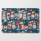 I gnome you // dark teal background little happy and lovely gnomes with rainbows vivid red hearts Cutting Board Gallery Image 1
