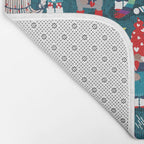I gnome you // dark teal background little happy and lovely gnomes with rainbows vivid red hearts Bath Mat Gallery Image 2