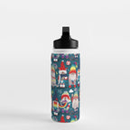 I gnome you // dark teal background little happy and lovely gnomes with rainbows vivid red hearts Water Bottle Gallery Image 3