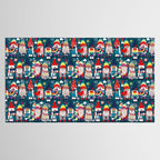 I gnome you // dark teal background little happy and lovely gnomes with rainbows vivid red hearts Tablecloth Gallery Image 2