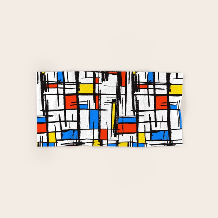 Bauhaus Aesthetic Piet Mondrian De Stijl Inspired Painted Pattern Bath Towel Gallery Image 1