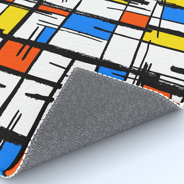 Bauhaus Aesthetic Piet Mondrian De Stijl Inspired Painted Pattern Rug Gallery Image 4