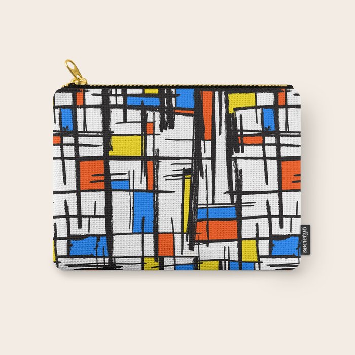 Bauhaus Aesthetic Piet Mondrian De Stijl Inspired Painted Pattern Carry All Pouch Gallery Image 1