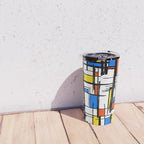 Bauhaus Aesthetic Piet Mondrian De Stijl Inspired Painted Pattern Travel Mug Gallery Image 4