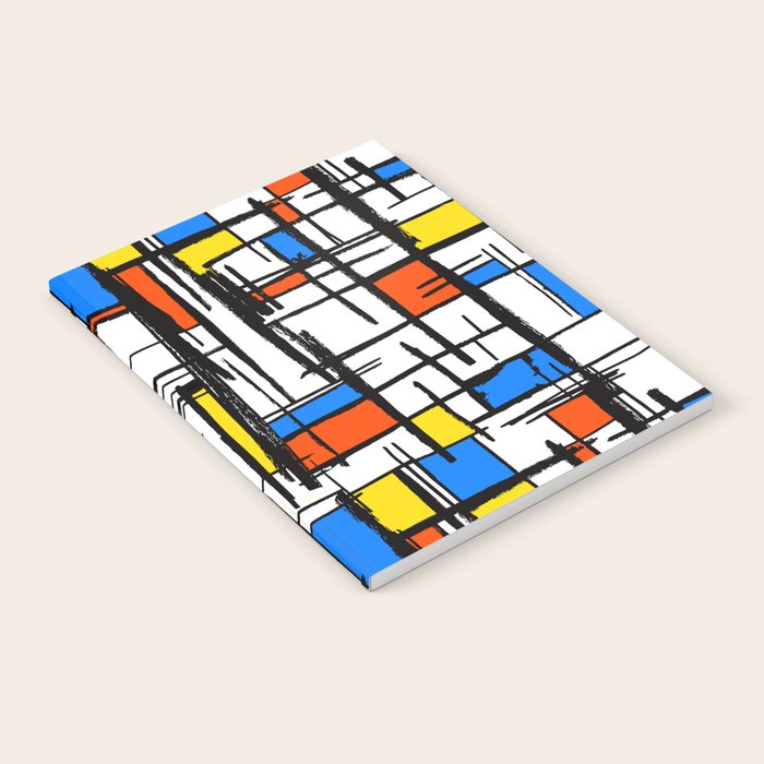 Bauhaus Aesthetic Piet Mondrian De Stijl Inspired Painted Pattern Notebook Gallery Image 2