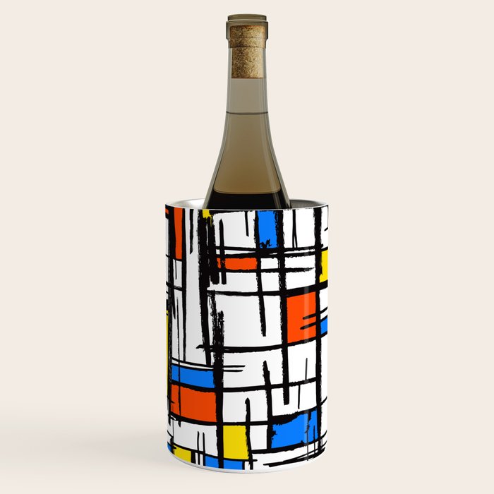 Bauhaus Aesthetic Piet Mondrian De Stijl Inspired Painted Pattern Wine Chiller Gallery Image 3