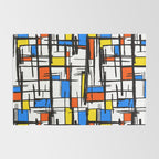 Bauhaus Aesthetic Piet Mondrian De Stijl Inspired Painted Pattern Rug Gallery Image 2