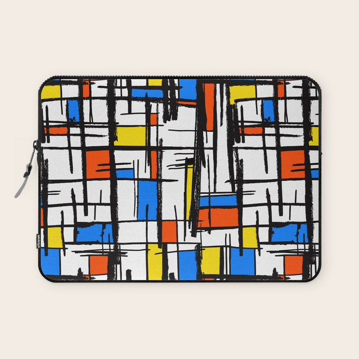 Bauhaus Aesthetic Piet Mondrian De Stijl Inspired Painted Pattern Laptop Sleeve Gallery Image 1