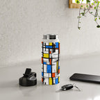 Bauhaus Aesthetic Piet Mondrian De Stijl Inspired Painted Pattern Water Bottle Gallery Image 4