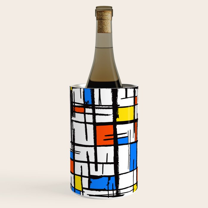Bauhaus Aesthetic Piet Mondrian De Stijl Inspired Painted Pattern Wine Chiller Gallery Image 2