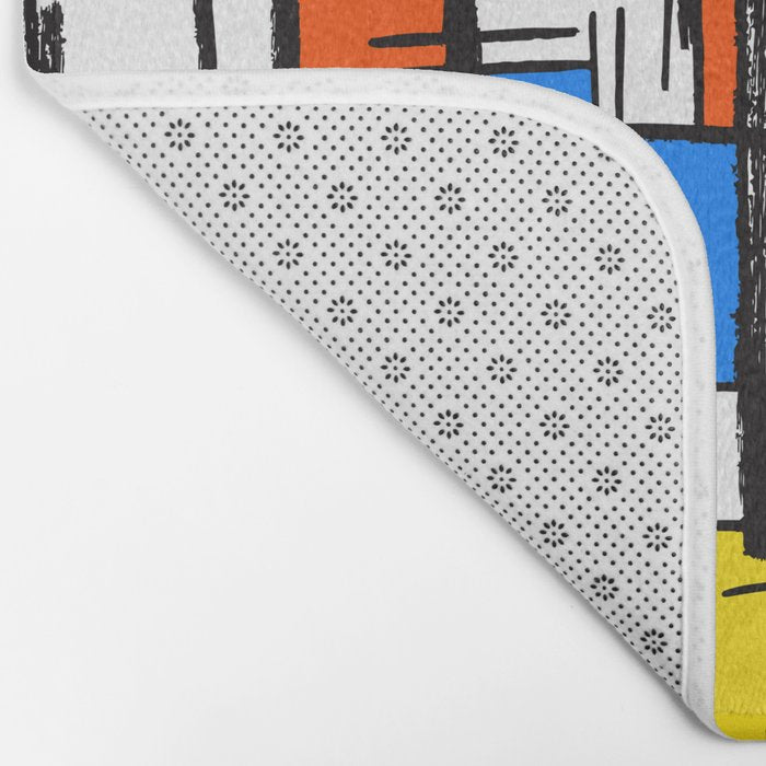 Bauhaus Aesthetic Piet Mondrian De Stijl Inspired Painted Pattern Bath Mat Gallery Image 2