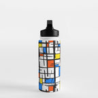 Bauhaus Aesthetic Piet Mondrian De Stijl Inspired Painted Pattern Water Bottle Gallery Image 3