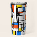 Bauhaus Aesthetic Piet Mondrian De Stijl Inspired Painted Pattern Travel Mug Gallery Image 2