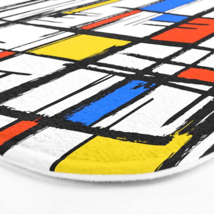 Bauhaus Aesthetic Piet Mondrian De Stijl Inspired Painted Pattern Bath Mat Gallery Image 3