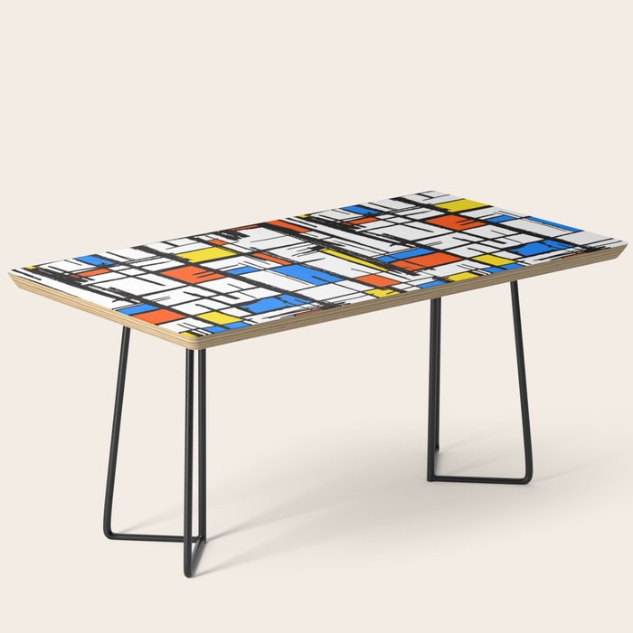Bauhaus Aesthetic Piet Mondrian De Stijl Inspired Painted Pattern Coffee Table Gallery Image 1