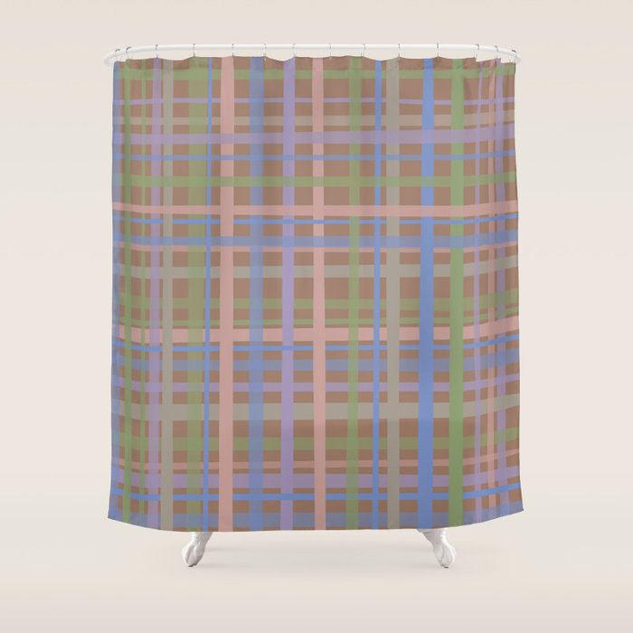 Checks Inspired by PANTONE 17 1230 Mocha Mousse Shower Curtain Gallery Image 1