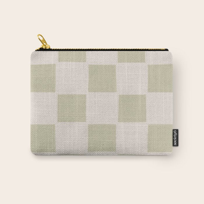 Playful check in olive green Carry All Pouch Gallery Image 1