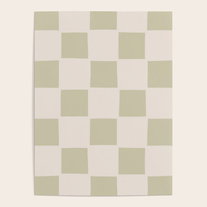 Playful check in olive green Poster Gallery Image 1