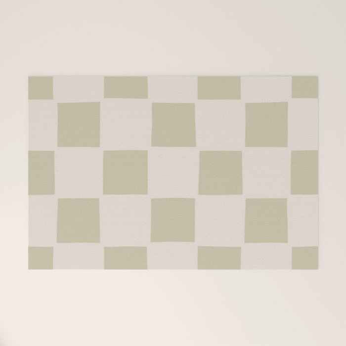 Playful check in olive green Welcome Mat Gallery Image 1