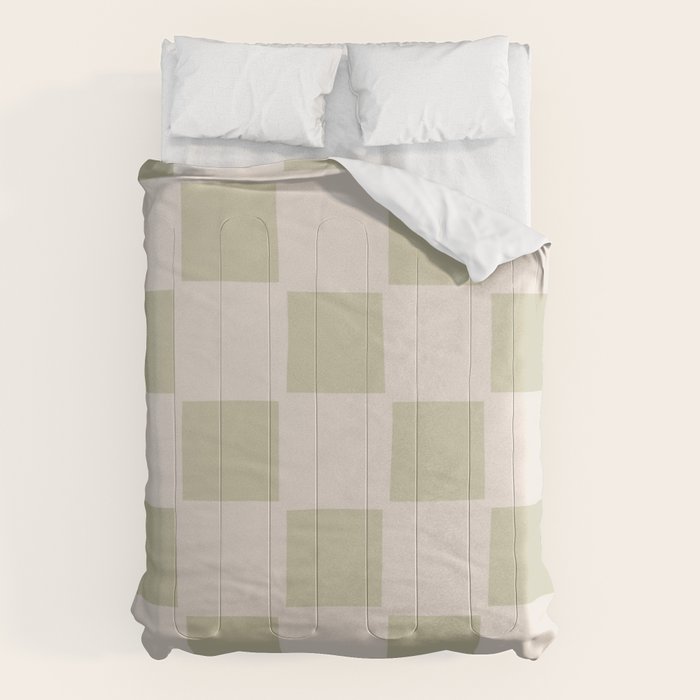 Playful check in olive green Comforter Gallery Image 1