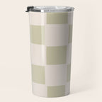 Playful check in olive green Travel Mug Gallery Image 3