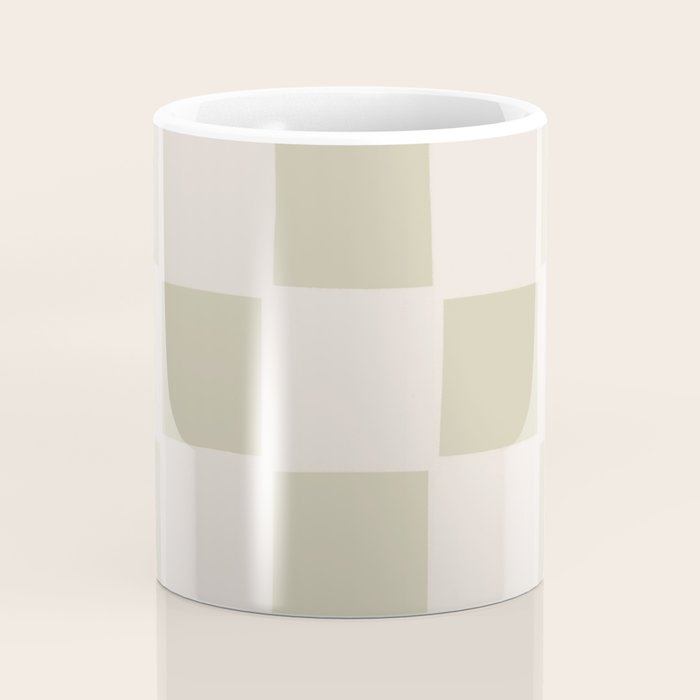 Playful check in olive green Coffee Mug Gallery Image 4