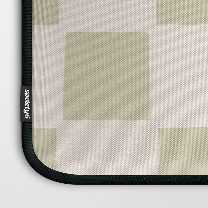 Playful check in olive green Laptop Sleeve Gallery Image 3