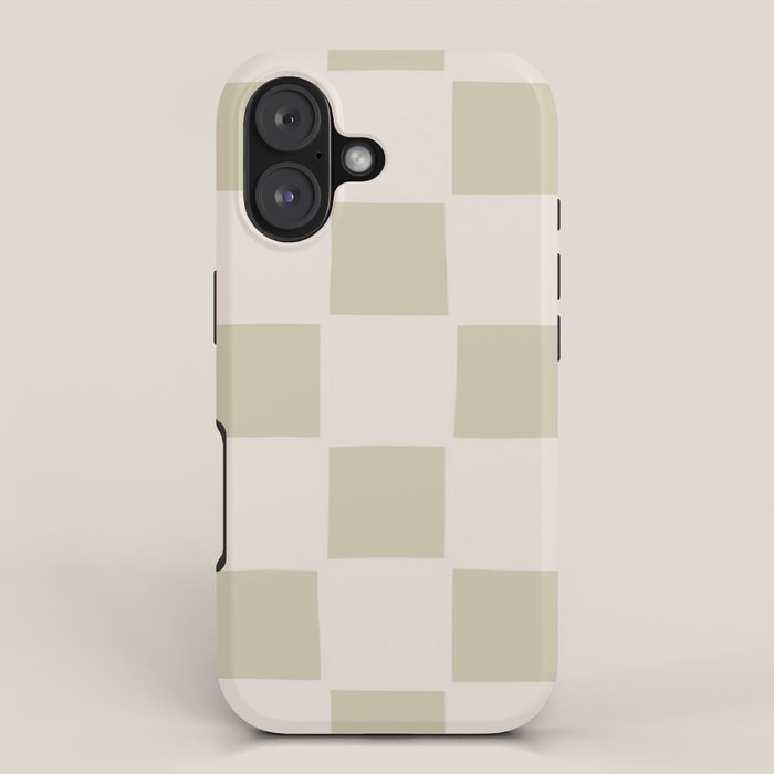 Playful check in olive green iPhone Case Gallery Image 1