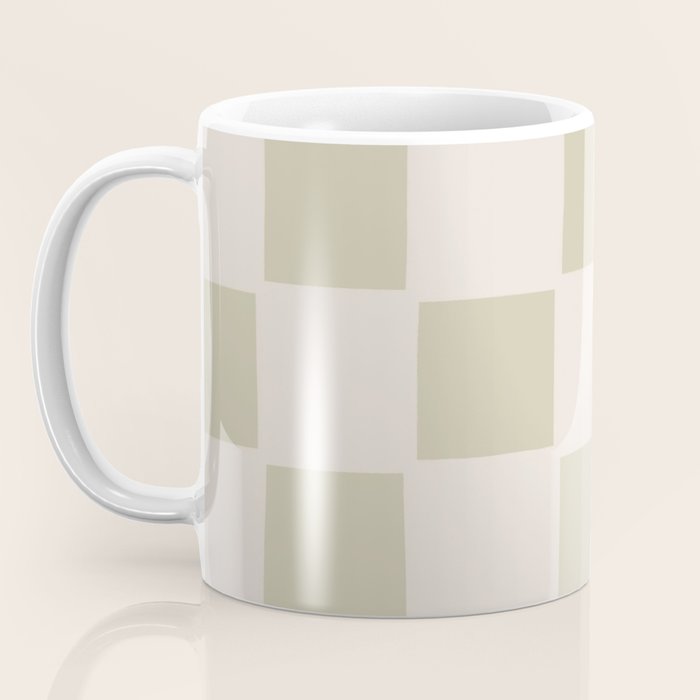 Playful check in olive green Coffee Mug Gallery Image 3