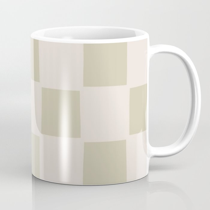 Playful check in olive green Coffee Mug Gallery Image 1