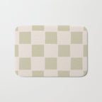 Playful check in olive green Bath Mat Gallery Image 1