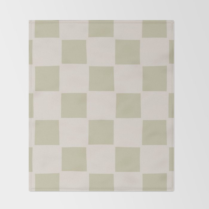 Playful check in olive green Throw Blanket Gallery Image 2