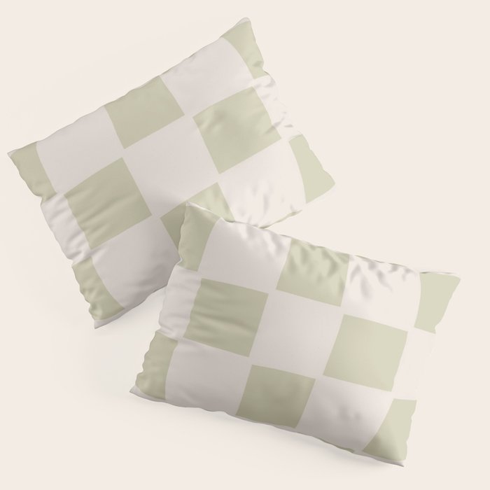 Playful check in olive green Pillow Sham Gallery Image 1