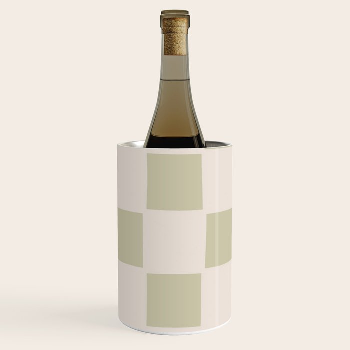 Playful check in olive green Wine Chiller Gallery Image 1