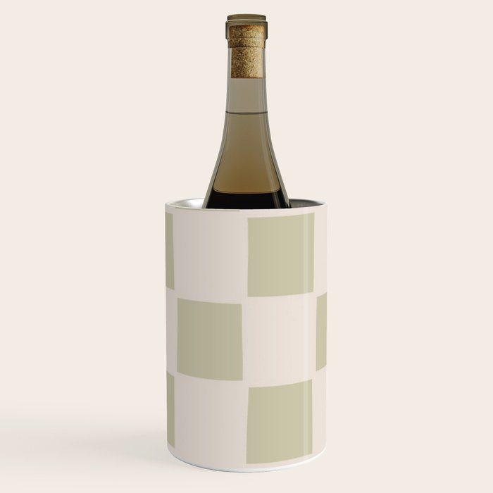 Playful check in olive green Wine Chiller Gallery Image 3