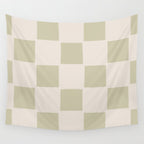 Playful check in olive green Wall Tapestry Gallery Image 4