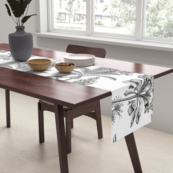 Toile de Jouy Exotic Jungle Monkeys Black & White Table Runner Gallery Image 2