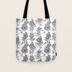 Toile de Jouy Exotic Jungle Monkeys Black & White Tote Bag Gallery Image 1