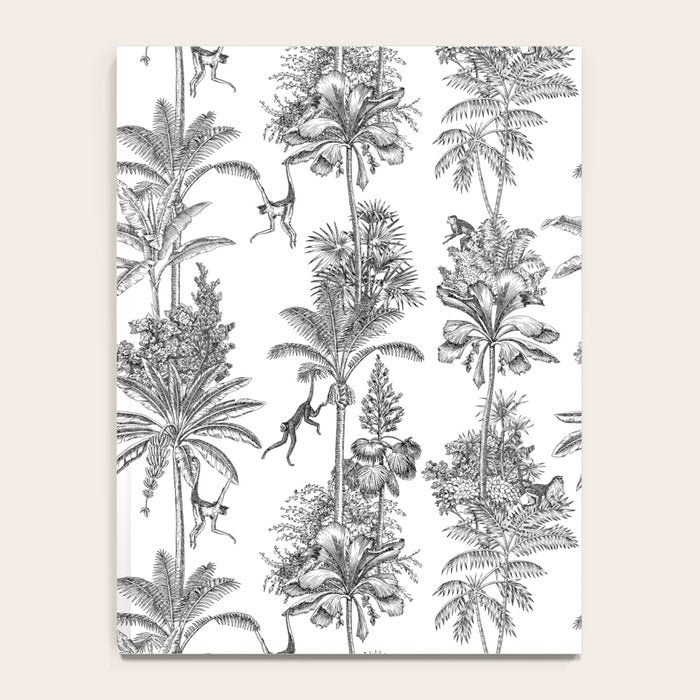 Toile de Jouy Exotic Jungle Monkeys Black & White Notebook Gallery Image 4