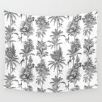 Toile de Jouy Exotic Jungle Monkeys Black & White Wall Tapestry Gallery Image 4