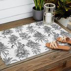 Toile de Jouy Exotic Jungle Monkeys Black & White Outdoor Rug Gallery Image 2