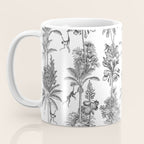 Toile de Jouy Exotic Jungle Monkeys Black & White Coffee Mug Gallery Image 3