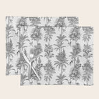 Toile de Jouy Exotic Jungle Monkeys Black & White Placemat Gallery Image 1
