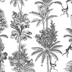 Toile de Jouy Exotic Jungle Monkeys Black & White Coffee Mug Gallery Image 2